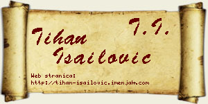 Tihan Isailović vizit kartica